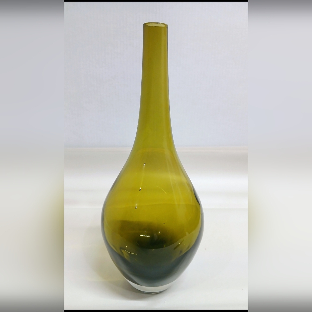 Vintage Green Blown Glass Vase